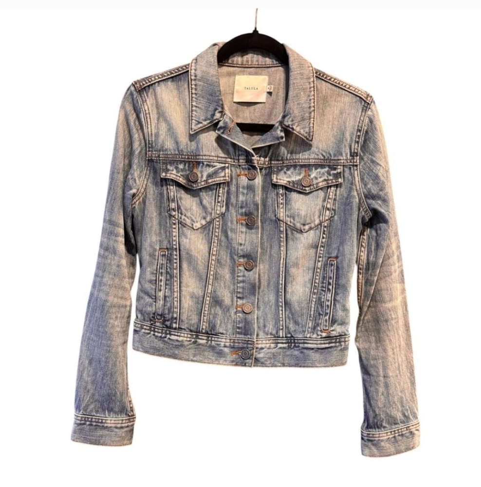 Aritzia Talula Blue Denim Medium Light wash Jean Jacket EUC